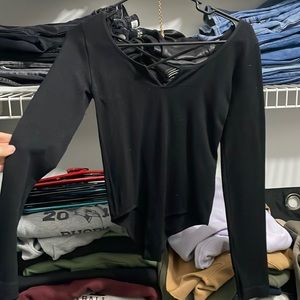 Black bodysuit with cross cross back